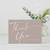 Carte De Remerciements Mariage de script élégant et moderne (Debout devant)