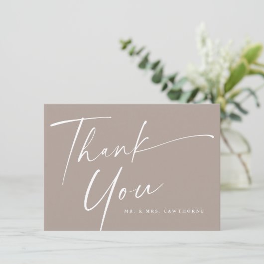 Carte De Remerciements Mariage de script élégant et moderne (Debout devant)