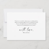 Carte De Remerciements Mariage de script élégant et moderne (Dos)
