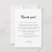 Carte de remerciements Mariage de script en gras s (Dos)