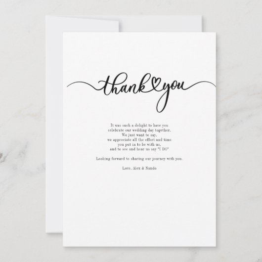 Carte De Remerciements Mariage de script Faux Gold (Dos)