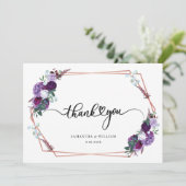 Carte De Remerciements Mariage de script Floral Aquarelle (Debout devant)