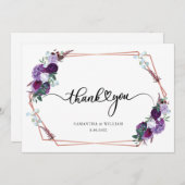 Carte De Remerciements Mariage de script Floral Aquarelle (Devant / Derrière)