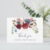 Carte De Remerciements Mariage de script Floral Aquarelle (Debout devant)