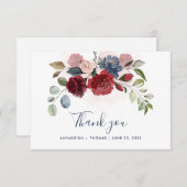Carte De Remerciements Mariage de script Floral Aquarelle (Devant / Derrière)