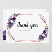 Carte De Remerciements Mariage de script floral moderne (Devant / Derrière)