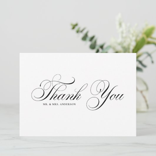 Carte De Remerciements Mariage de script Formal Noir (Debout devant)