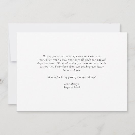 Carte De Remerciements Mariage de script Formal Noir (Dos)