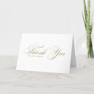 Carte De Remerciements Mariage de script Gold Elegant