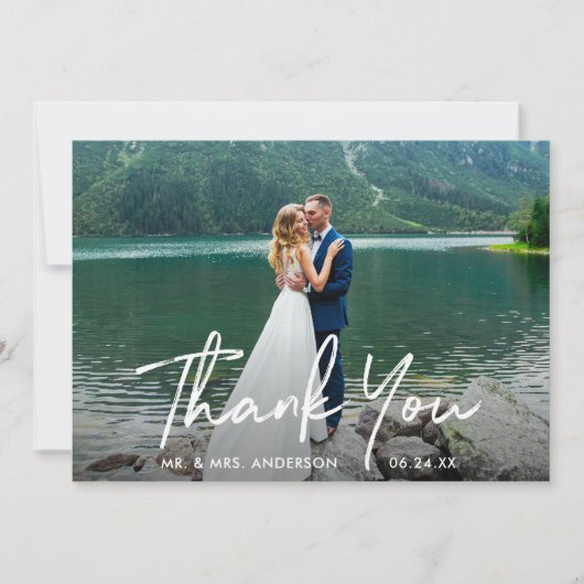 Carte De Remerciements Mariage de script manuscrit (Devant)