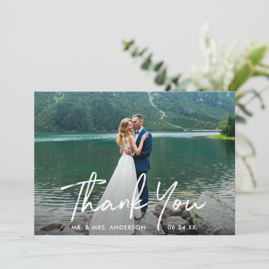 Carte De Remerciements Mariage de script manuscrit (Debout devant)