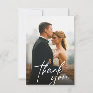 Carte De Remerciements Mariage de script manuscrit 2 photos