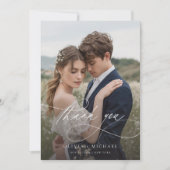 Carte De Remerciements Mariage de script manuscrit moderne photo (Devant)