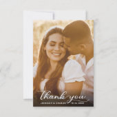 Carte De Remerciements Mariage de script manuscrit noir et blanc photo (Devant)