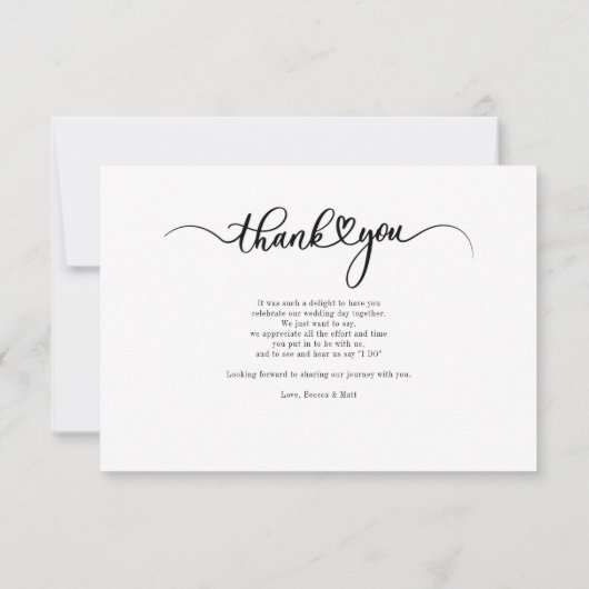 Carte De Remerciements Mariage de script manuscrit photo (Dos)