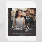 Carte de remerciements Mariage de script minimal (Devant / Derrière)