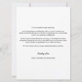 Carte de remerciements Mariage de script minimal (Dos)