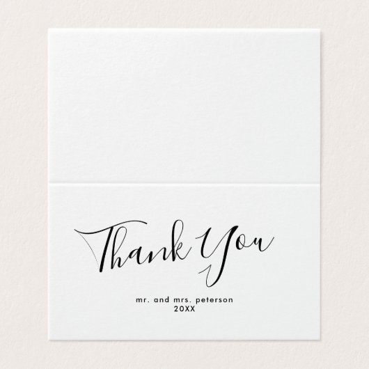 Carte de remerciements Mariage de script minimalis (Outside Unfolded)