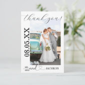 Carte De Remerciements Mariage de script minimaliste (Debout devant)