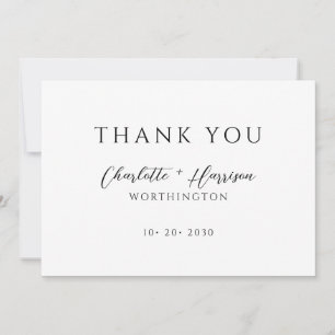Carte De Remerciements Mariage de script minimaliste moderne manuscrit