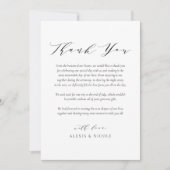 Carte De Remerciements Mariage de script minimaliste noir (Devant)