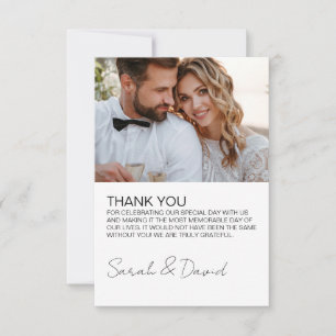Carte De Remerciements Mariage de script moderne minimaliste blanc
