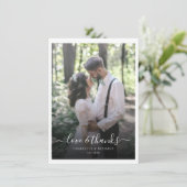 Carte De Remerciements Mariage de script moderne photo (Debout devant)