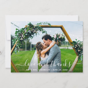 Carte De Remerciements Mariage de script moderne tendance Love and Thanks