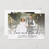 Carte De Remerciements mariage de script noir à 2 photos (Devant / Derrière)