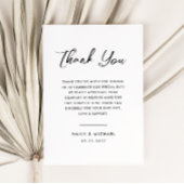 Carte De Remerciements Mariage de script noir et blanc simple