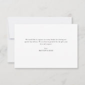 Carte De Remerciements mariage de script noir moderne (Dos)