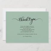 Carte de remerciements Mariage de script photo (Dos)