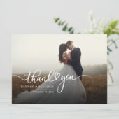 Carte de remerciements Mariage de script photo (Debout devant)