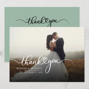 Carte de remerciements Mariage de script photo