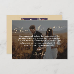 Carte De Remerciements Mariage de script, photo et code QR