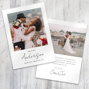 Carte De Remerciements Mariage de script photo moderne