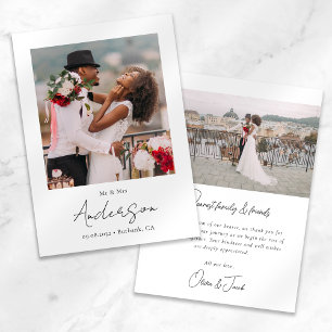 Carte De Remerciements Mariage de script photo moderne