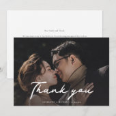 Carte De Remerciements Mariage de script photo moderne (Devant / Derrière)