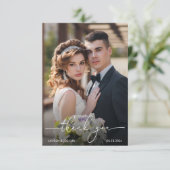 Carte De Remerciements Mariage de script photo Monogramme (Debout devant)
