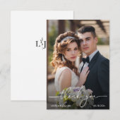 Carte De Remerciements Mariage de script photo Monogramme (Devant / Derrière)