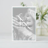 Carte De Remerciements Mariage de script photo Monogramme (Debout devant)
