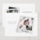 Carte De Remerciements Mariage de script photo pour les jeunes mariés (Devant / Derrière)
