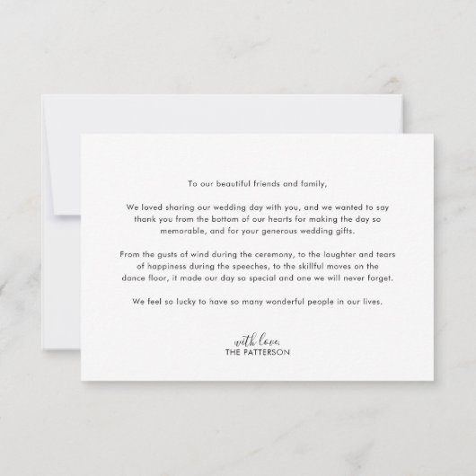 Carte De Remerciements Mariage de script photo simple (Dos)