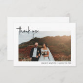 Carte De Remerciements Mariage de script photo simple (Devant / Derrière)
