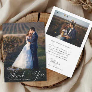 Carte De Remerciements Mariage de script romantique 2 Photo