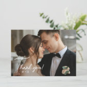 Carte de remerciements Mariage de script simple (Debout devant)