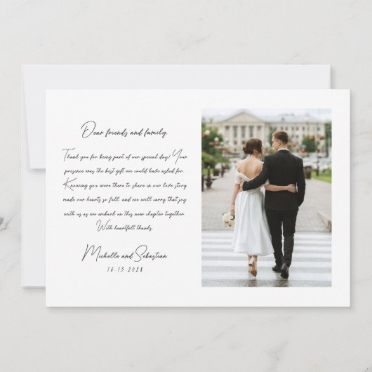Carte de remerciements Mariage de script simple (Dos)