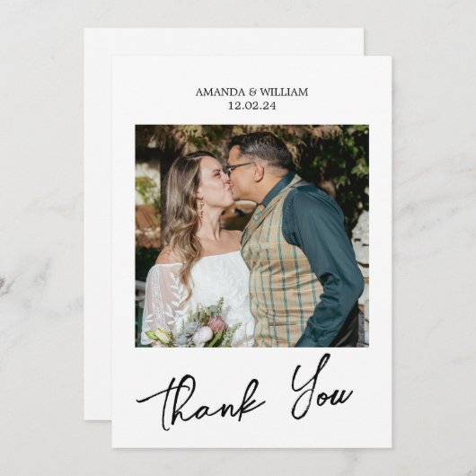 Carte De Remerciements Mariage de script simple (Devant / Derrière)