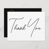 Carte De Remerciements Mariage de script simple en noir blanc minimal (Devant / Derrière)