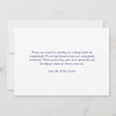 Carte De Remerciements Mariage de style formel bleu foncé beau script (Dos)